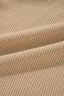 Light French Beige Solid Frilled Flap Pocket Button Up Corduroy Shacket